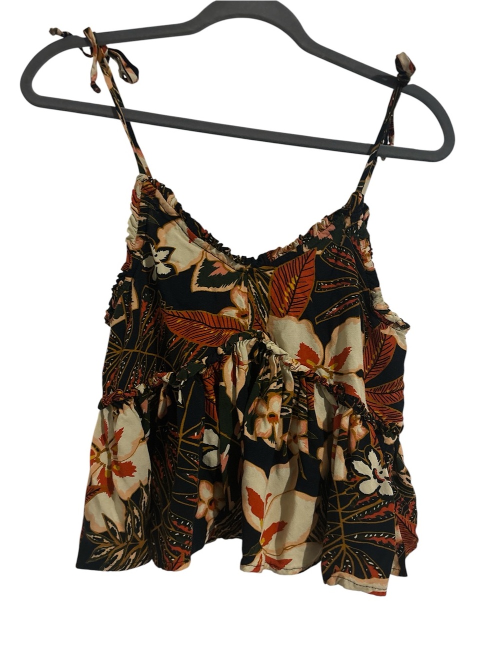 Floral Tiered Spaghetti Strap Crop Top